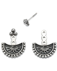 Satya Half Moon Mandala Earrings - Silver