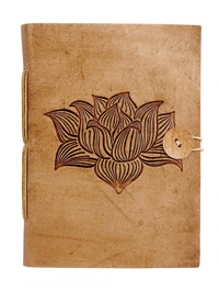 Notesbog i læder (lotusblomst) - stor