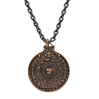 Karma And Luck Origin of the Universe Men's Antique Bronze Spinning Wheel Zodiac Necklace