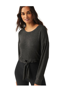 Beyond Yoga Why Knot Pullover (Charcoal Gray)