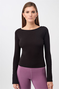 Mandala Ribbed Boat Neckline (Black)