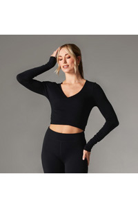 Tavi Criss Cross Long Sleeve Top (Ebony)