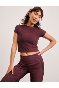Beyond Yoga Featherweight Cropped Tee (Midnight Burgundy Heather)