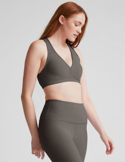 Beyond Yoga Spacedye Lift Your Spirits Bra (True Gray Heather)