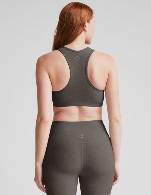 Beyond Yoga Spacedye Lift Your Spirits Bra (True Gray Heather)