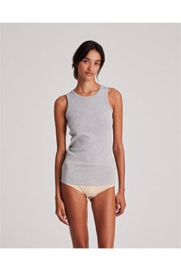 Gai + Lisva Alberte Cotton Rib Top (Light Grey Melange)