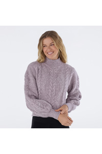 Tavi Hi Low Cable Sweater (Lavender Mist)