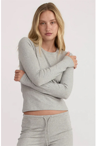 Organic Basics Everyday Regular Long Sleeve Tee (Grey Melange)