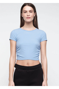 Organic Basics Active Ribbed Ruched Tee (Siren Blue)