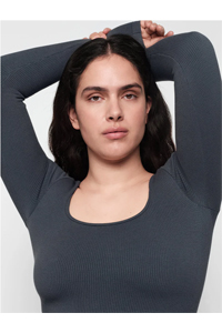Organic Basics Seamless Waffle Long Sleeve Tee (Thunder)