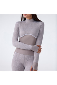 Tavi Seamless Jacquard Long Sleeve (Whisper Pebble)